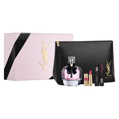 MON PARIS EAU DE PARFUM 90ML+ MINI ROUGE VOLUPT&Eacute; SHINE+MINI MASCARA THE CULER+ COSMETIQUERA DE LUJO