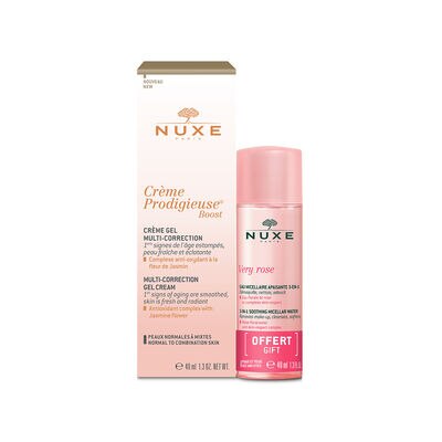 CR&Egrave;ME PRODIGIEUSE BOOST (GEL HIDRATANTE DE D&Iacute;A + AGUA DESMAQUILLANTE MICELAR VERY ROSE)