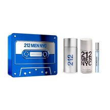 SET PARA CABELLERO, CAROLINA HERRERA, 212 NYC MEN, EDT 100ML + DESODORANTE 150ML + SPRAY DE VIAJE 10ML