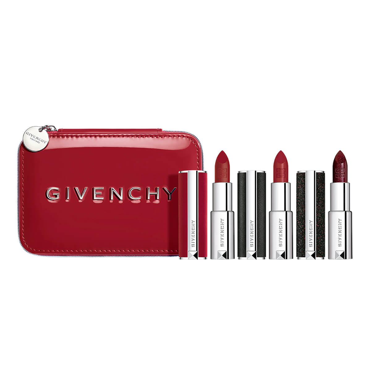 SET DE LABIALES LE ROUGE DEEP VELVET N37 ROUGE GRANIE + LE ROUGE N333 L'INTERDIT + LE ROUGE NIGHT NOIR N02 NIGHT IN RED + COSMETIQUERA ROJA