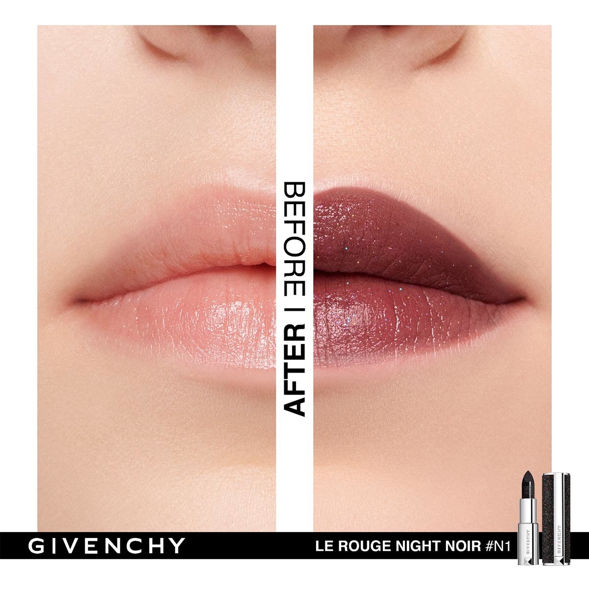 LE ROUGE NIGHT NOIR (LABIAL ULTRA BRILLANTE CON GLITTER)