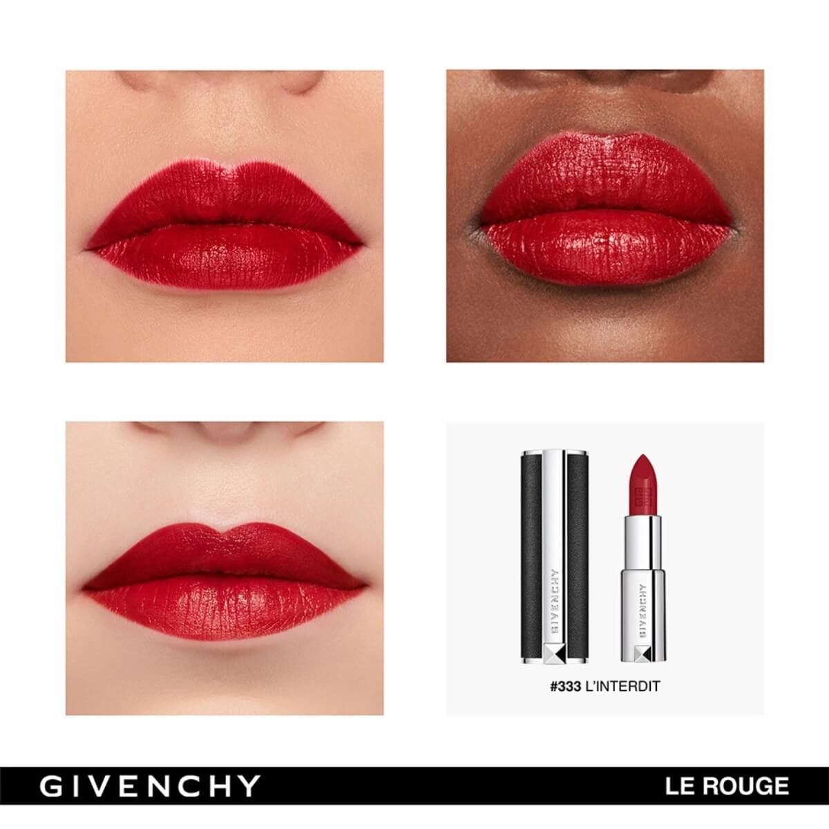 SET DE LABIALES LE ROUGE DEEP VELVET N37 ROUGE GRANIE + LE ROUGE N333 L'INTERDIT + LE ROUGE NIGHT NOIR N02 NIGHT IN RED + COSMETIQUERA ROJA