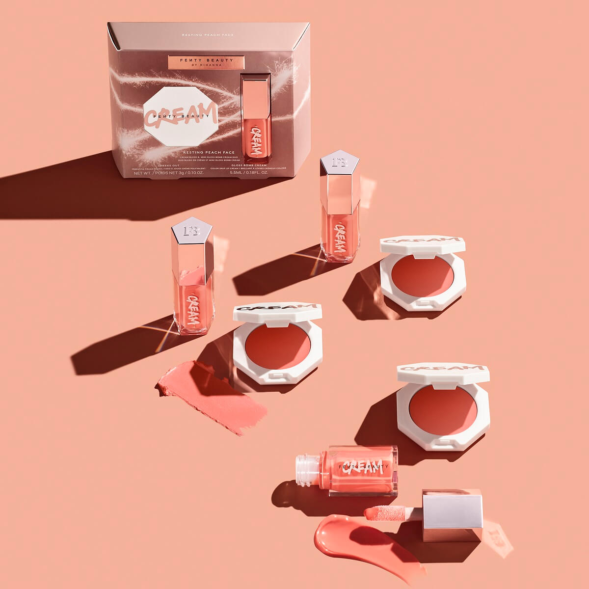 RESTING PEACH FACE CREAM BLUSH & MINI GLOSS BOMB CREAM DUO (DUO PARA MEJILLAS Y LABIOS)
