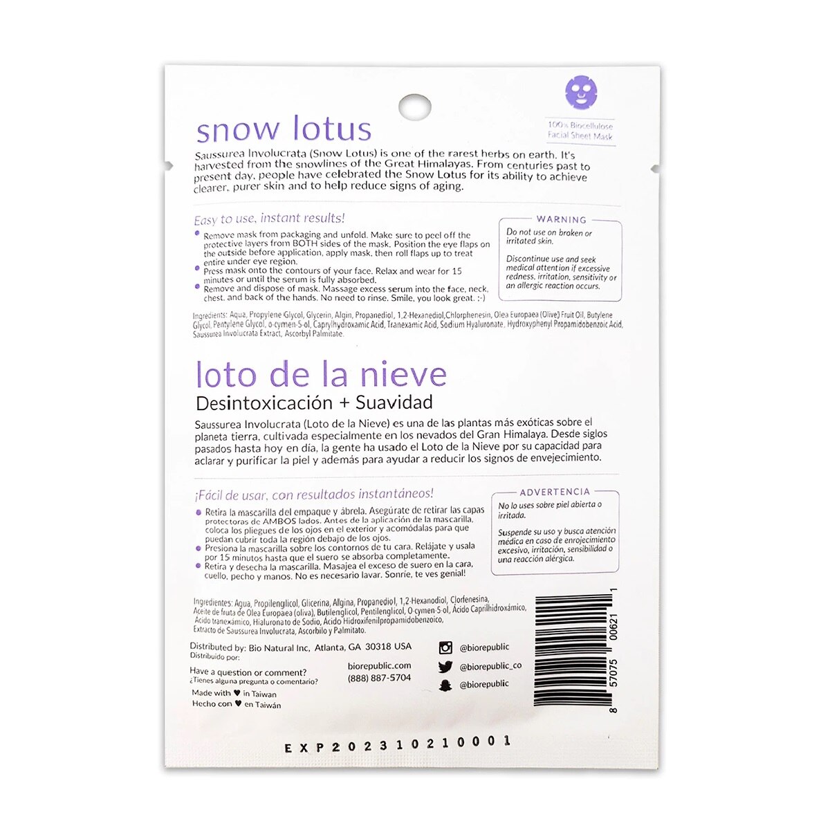 SNOW LOTUS MASK (MASCARILLA FACIAL)