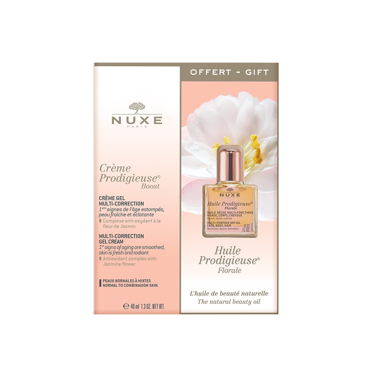 CR&Egrave;ME PRODIGIEUSE BOOST GEL MULTI-CORRECCI&Oacute;N DE D&Iacute;A + HUILE PRODIGIEUSE FLORALE